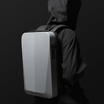 Hard Shell Backpack with Lock Anti-theft 15.6inch Waterproof Backpack Carbon Fiber USB Charging